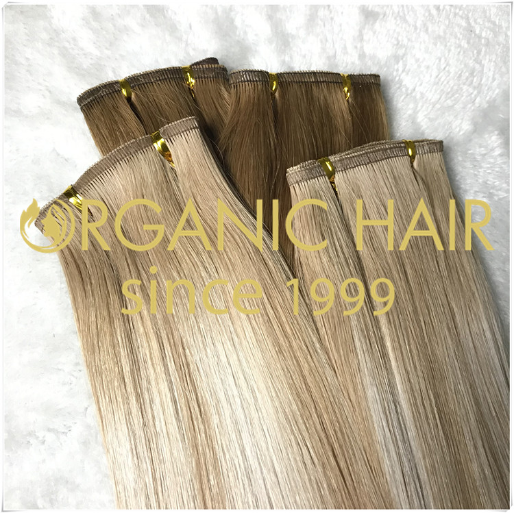 Flat weft custom color top quality hair extensions CNY024